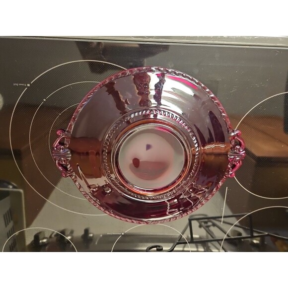 Vintage Paden City Red Depression Glass Filigree Gadroon Pattern Cheese Plate - Picture 5 of 13